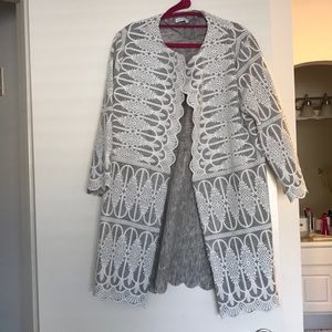 White & grey coat with embroidery